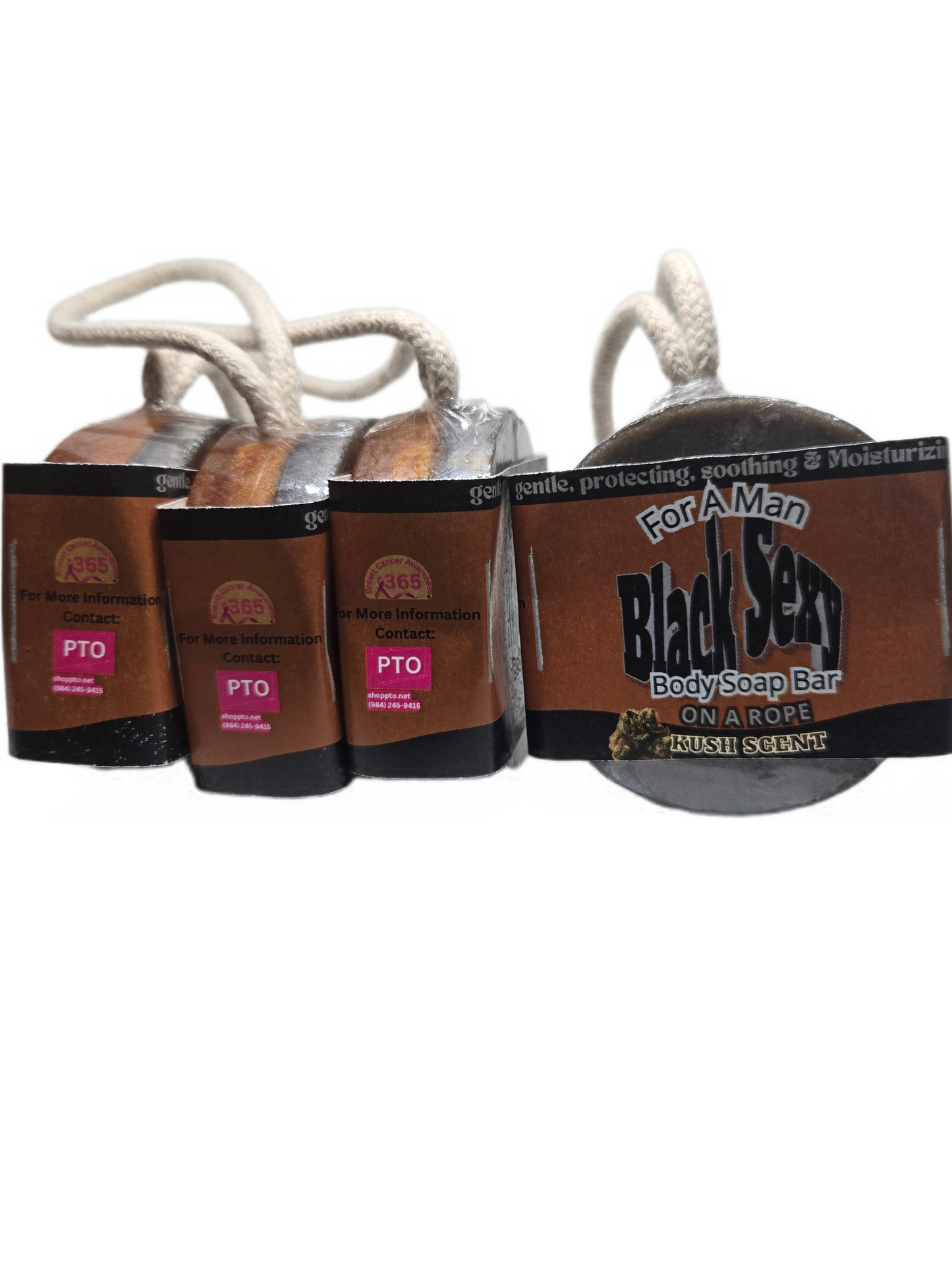 Black Sexy For A Man Body Soap On A Rope Kush Scent 4 Pk
