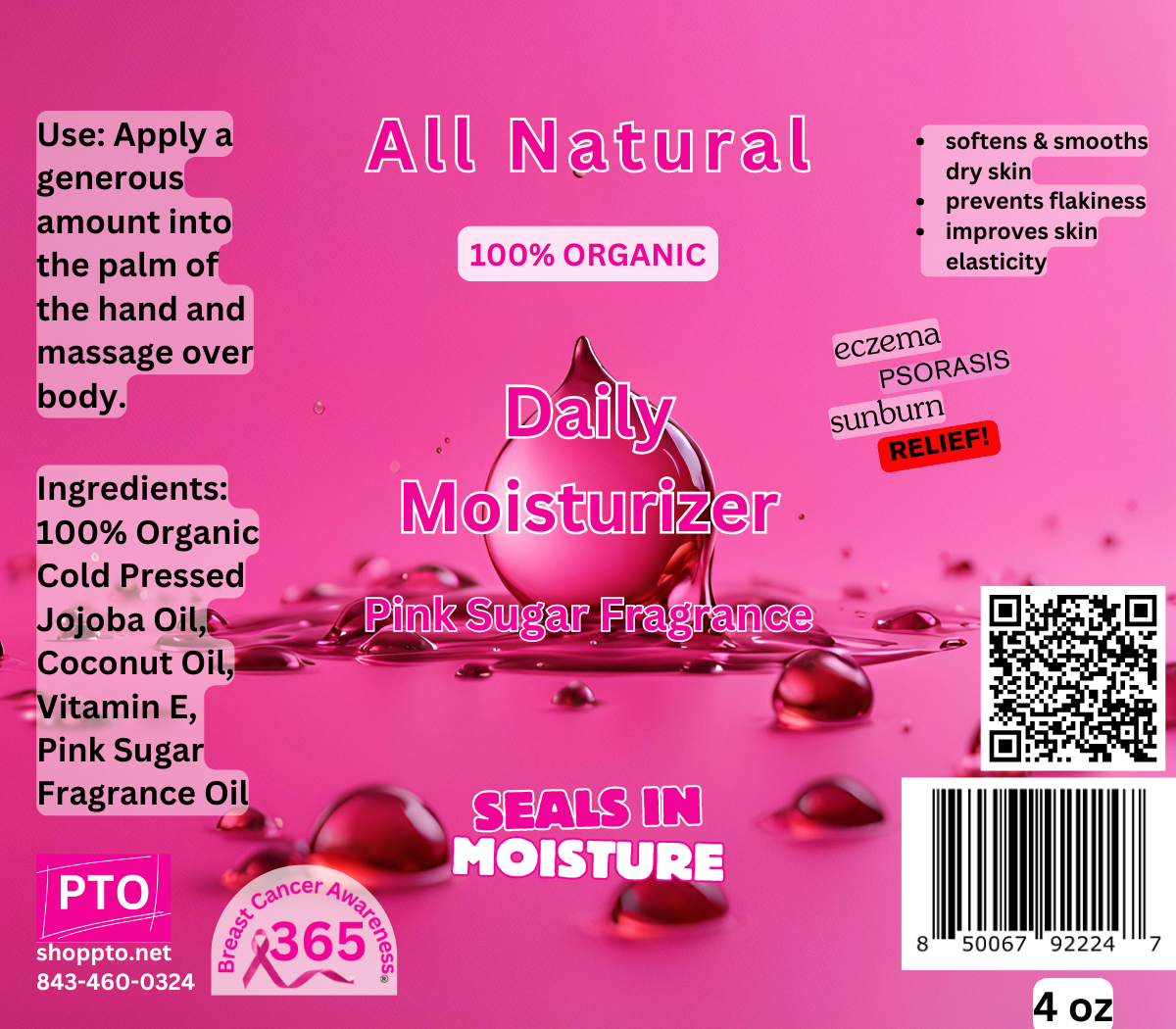 All Natural Daily Moisturizer Pink Sugar Fragrance 4oz