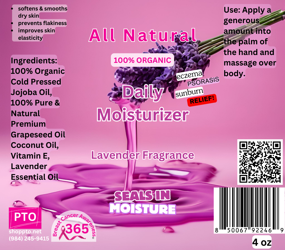 All Natural Daily Moisturizer Lavender Fragrance 4 oz