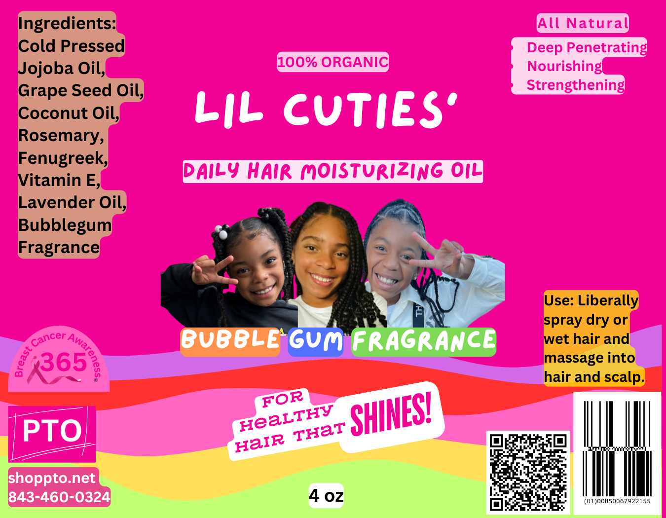 Lil Cuties' Daily Hair Moisturizing Oil - Bubblegum Fragrance