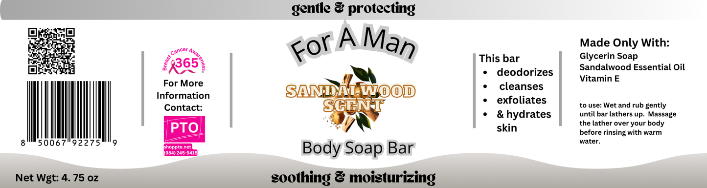 For A Man Body Soap Sandalwood Scent 4 Pk