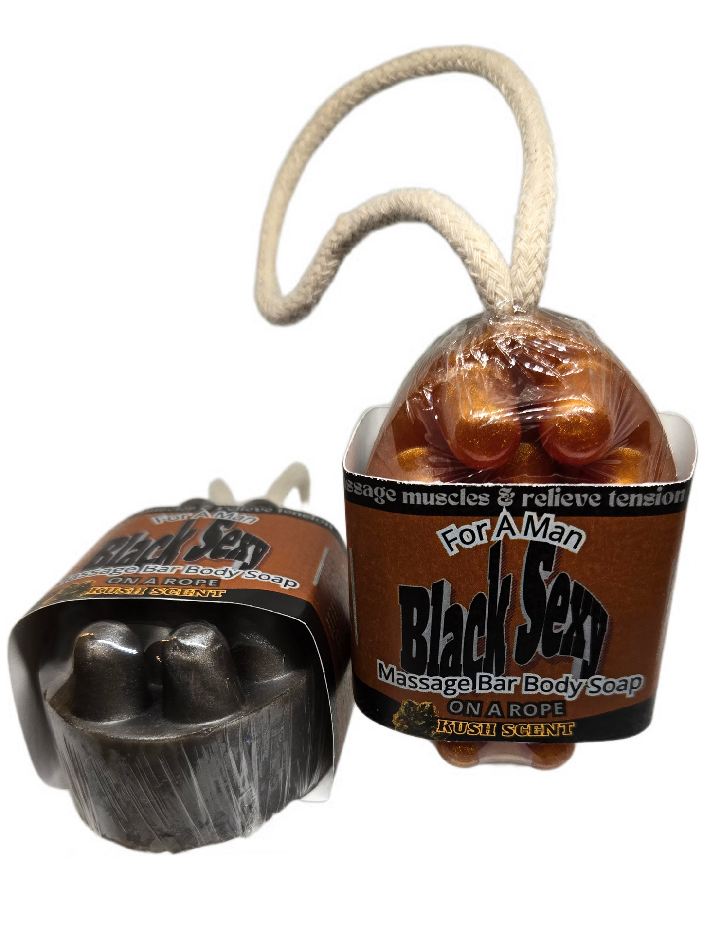 Black Sexy For A Man Massage Bar Body Soap On A Rope Kush Scent 2 Pk