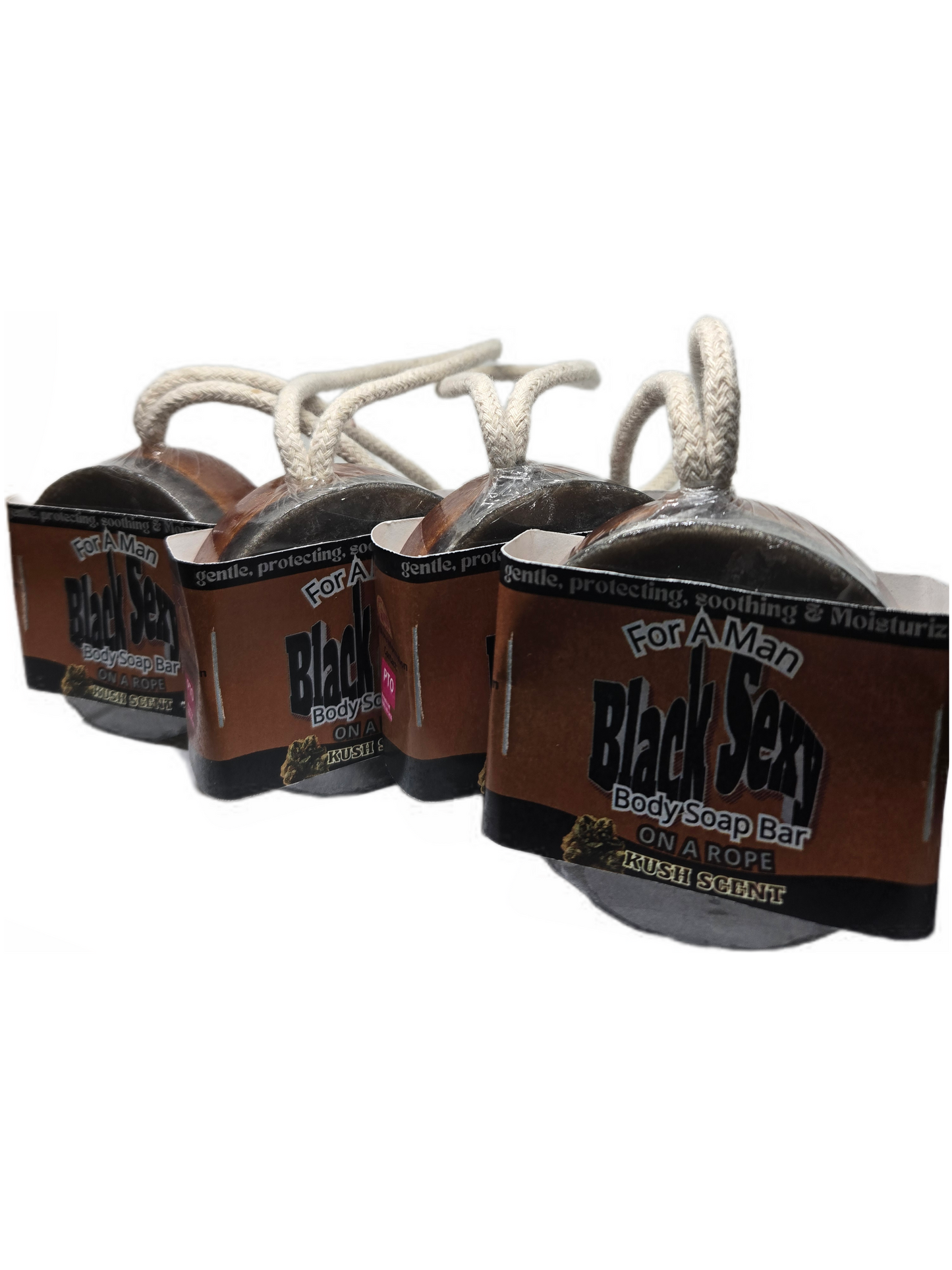 Black Sexy For A Man Body Soap On A Rope Kush Scent 4 Pk