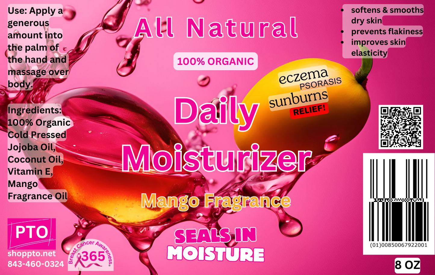 All Natural Daily Moisturizer Mango Fragrance 8 oz