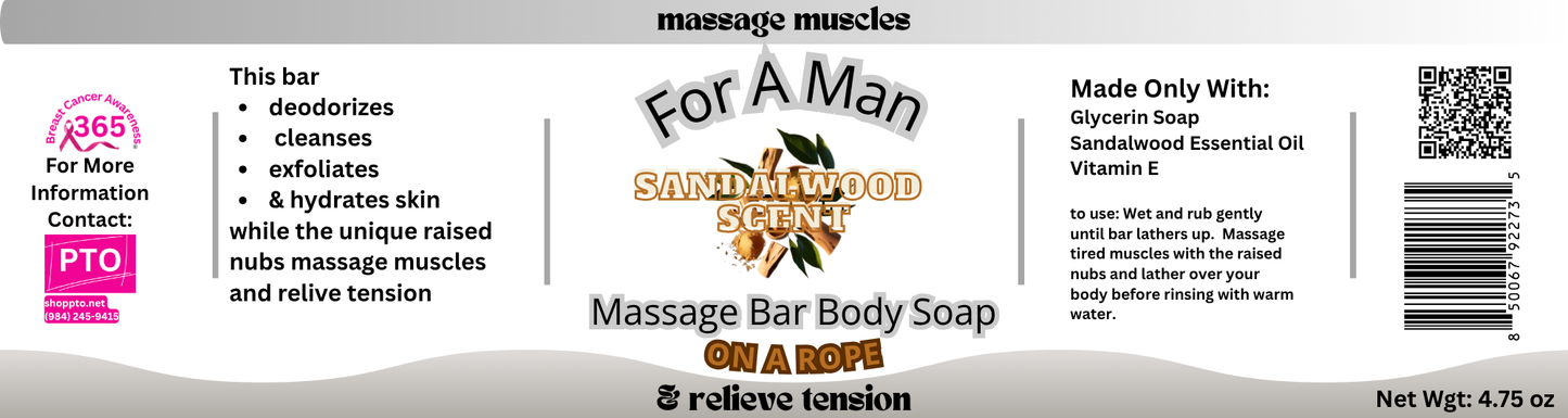 Massage Bar Body Soap On A Rope Sandalwood Scent 2 Pk