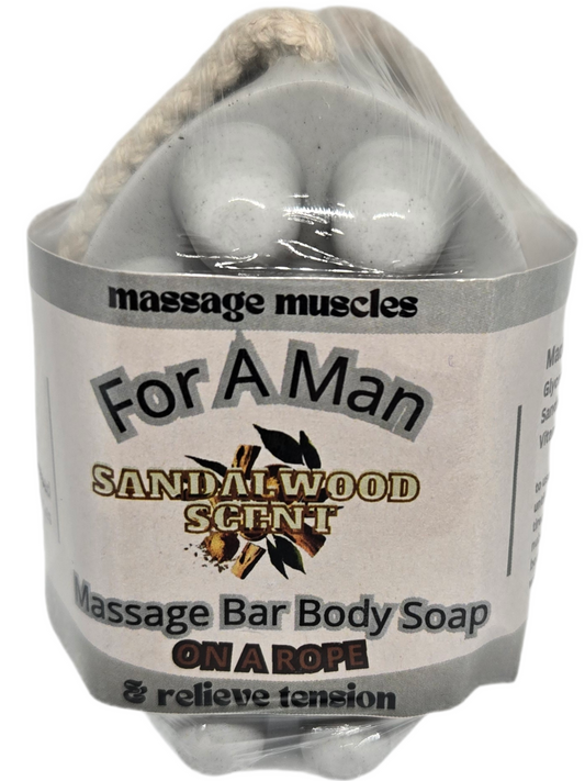 Massage Bar Body Soap On A Rope Sandalwood Scent 2 Pk