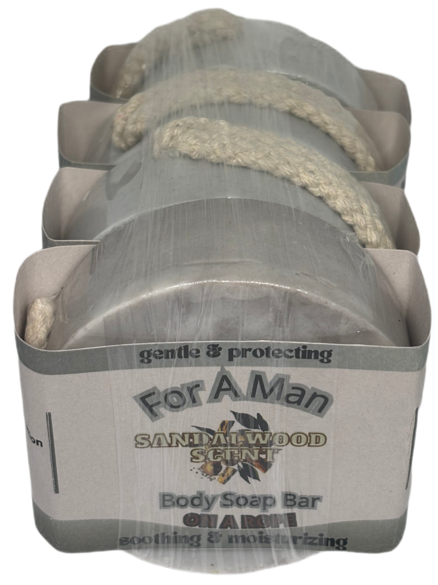 For A Man Body Soap On A Rope Sandalwood Scent 4 Pk